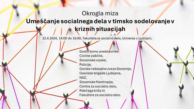 Okrogla miza vabilo - Umeščanje socialnega dela v timsko sodelovanje v kriznih situacijah